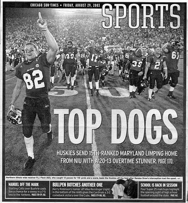 Chicago Sun-Times Top Dogs cover: NIU upsets Maryland 2003
